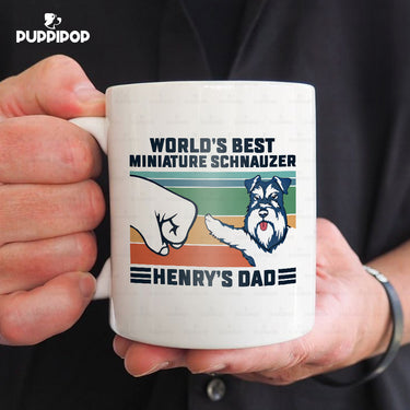 Custom Dog Mug - Personalized World's Best Miniature Schnauzer Dad Gift For Dad - White Mug